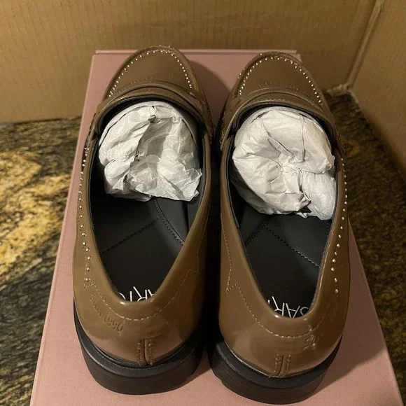 Franco Sarto A-Eden Studs Shoes Womens Size 7 Brown Loafers Studded J0852S1200 - Picture 2 of 16